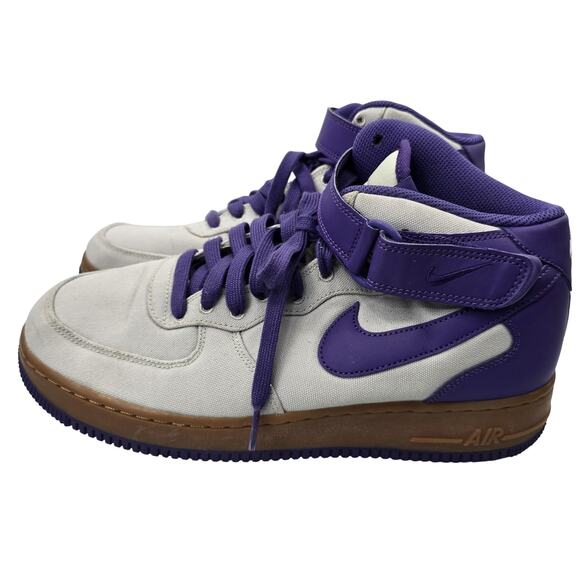 Nike Air Force 1 Mid Mens Shoes 9.5 Purple White Canvas Basketball Sneakers main image 10